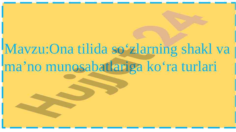 Ona tilidagi omonim so'zlar va ularning turlari