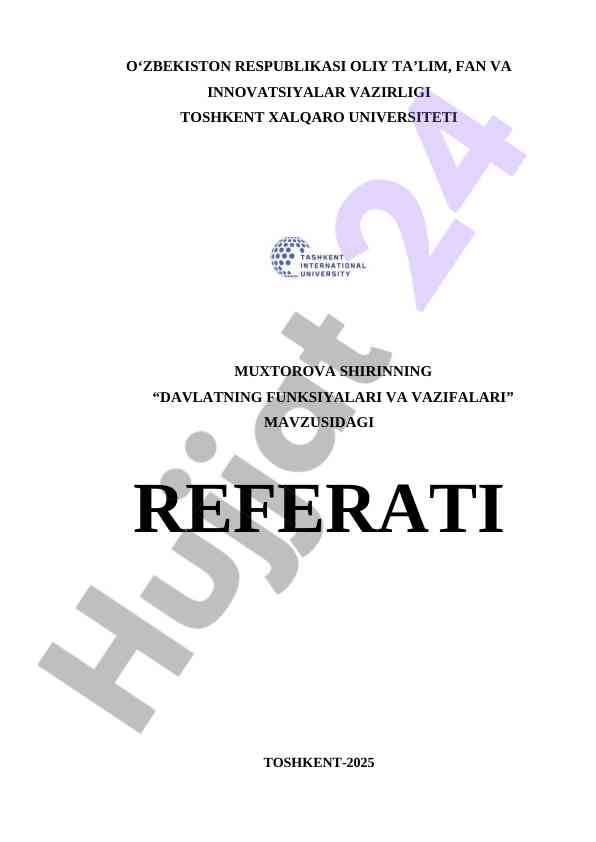 Davlatning Funktsiyalari Va Vazifalari