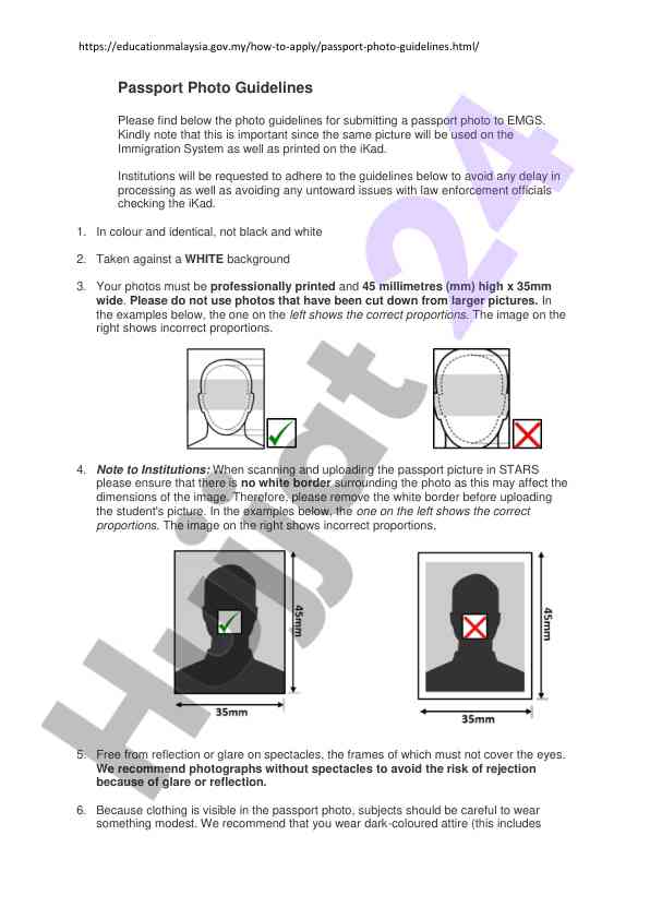 Passport photo submission guidelines for emgs