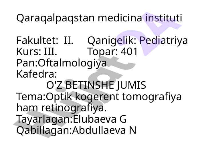 Optik kogerent tomografiya va retinografiya
