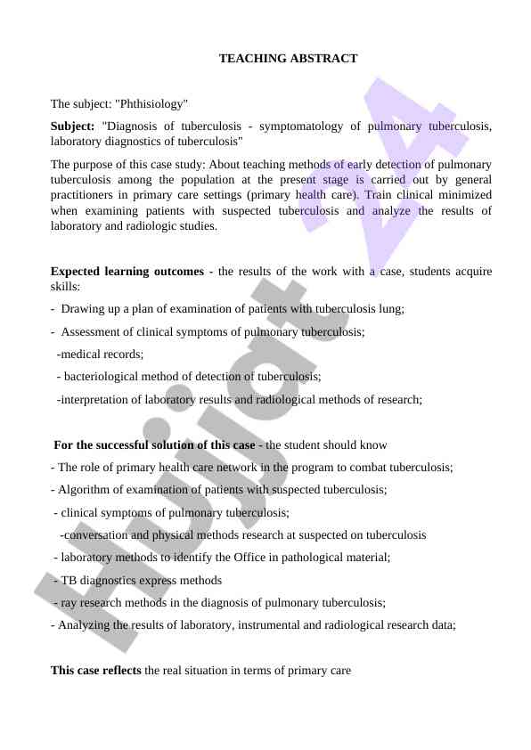 Diagnosis and management of pulmonary tuberculosis