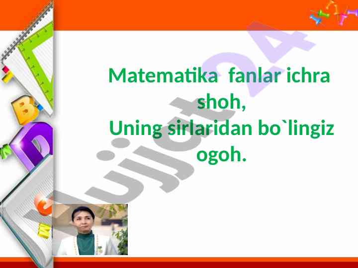 Bir xonali songa bo'lishga doir topshiriqlar