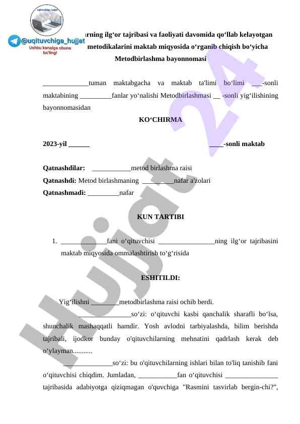 Zamonaviy metodikalar o‘qituvchilar faoliyatida