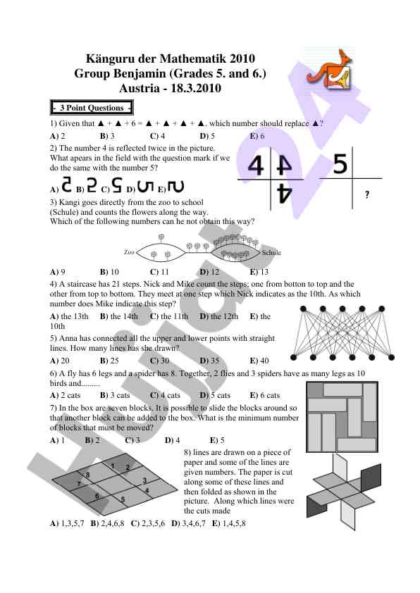 Mathematical puzzle questions for learners