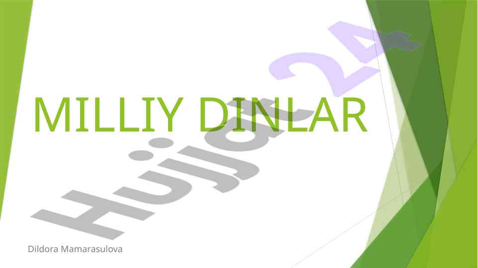 Milliy dinlar va ularning milliy madaniyatdagi o'rni