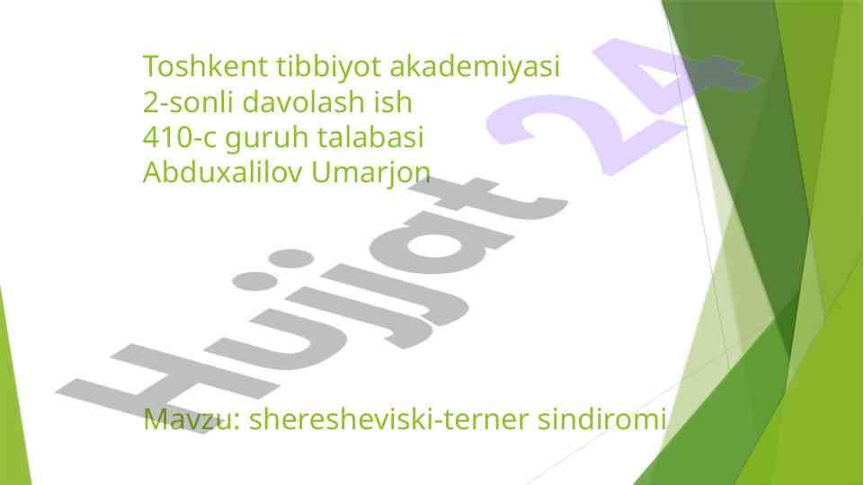Sheresheviski-torner sindromi haqida ma'lumotlar