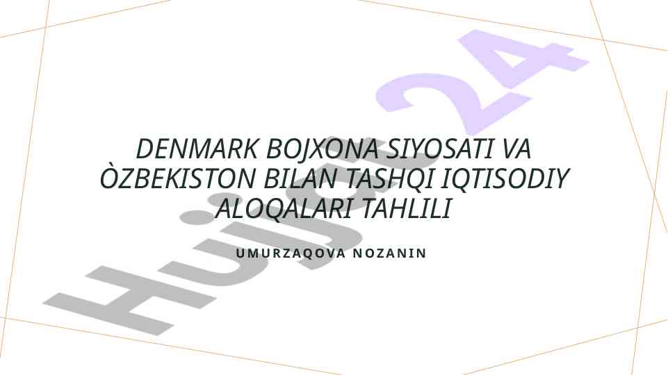 Danish customs policy and economic relations with uzbekistan