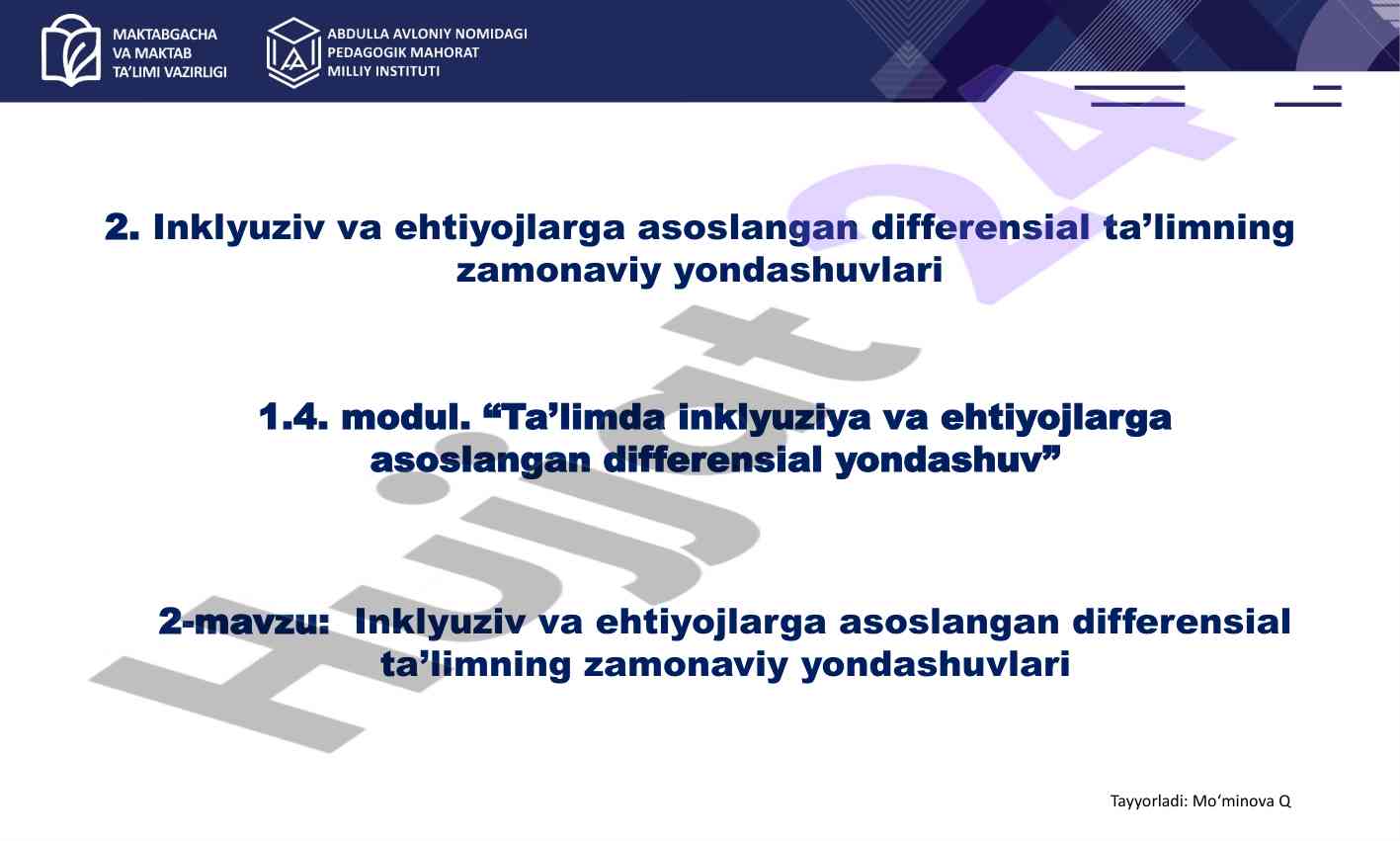 Inklyuziv ta'limning zamonaviy yondashuvlari