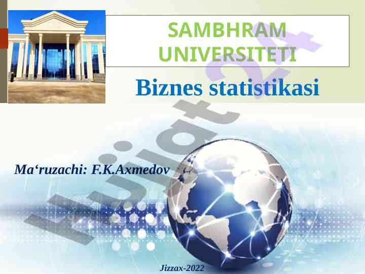 Biznes statistikasi va ta'riflar klasifikatsiyasi