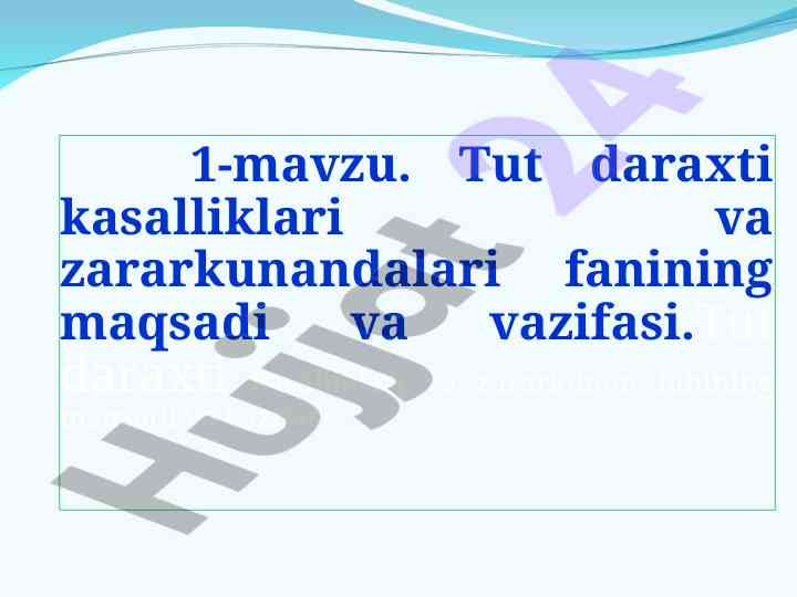 Tut daraxti kasalliklari va zararkunandalari tahlili
