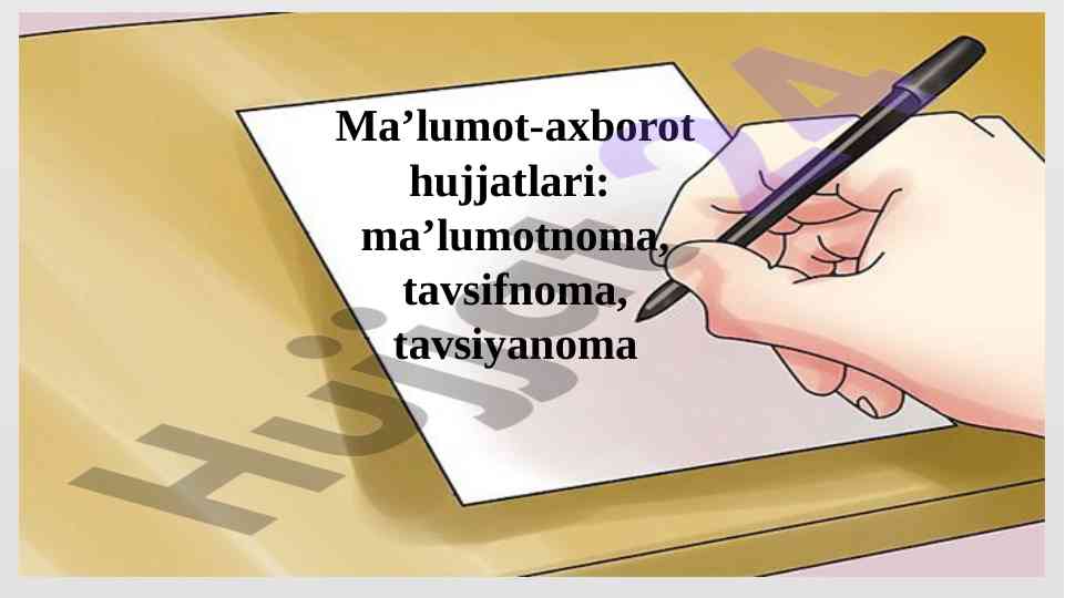 Tavsifnoma hujjatlari turlari va maqsadlari
