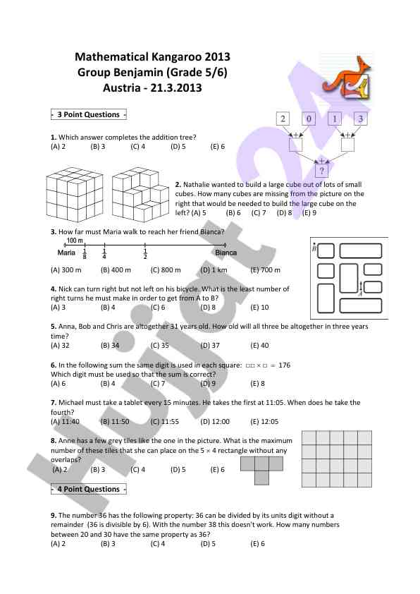 3 point questions: math and logic challenges