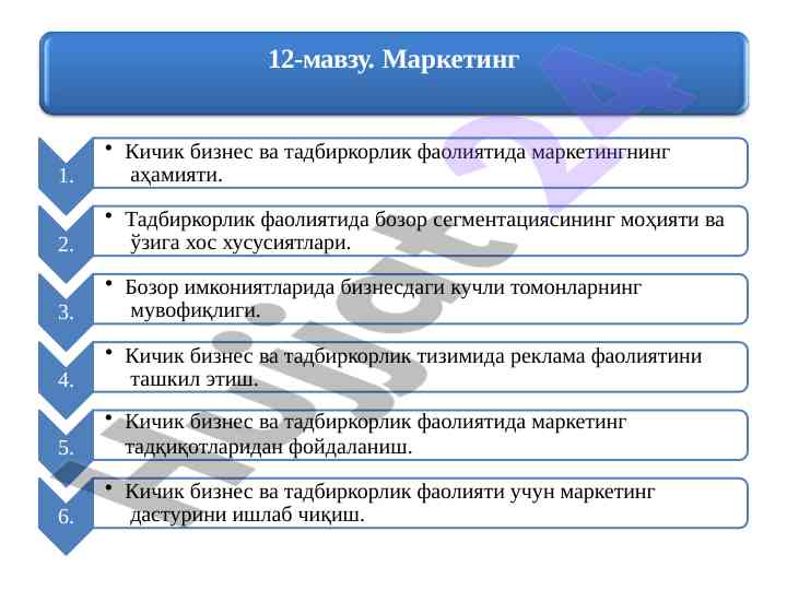 Markerting va kichik biznes faoliyati ahmiyati