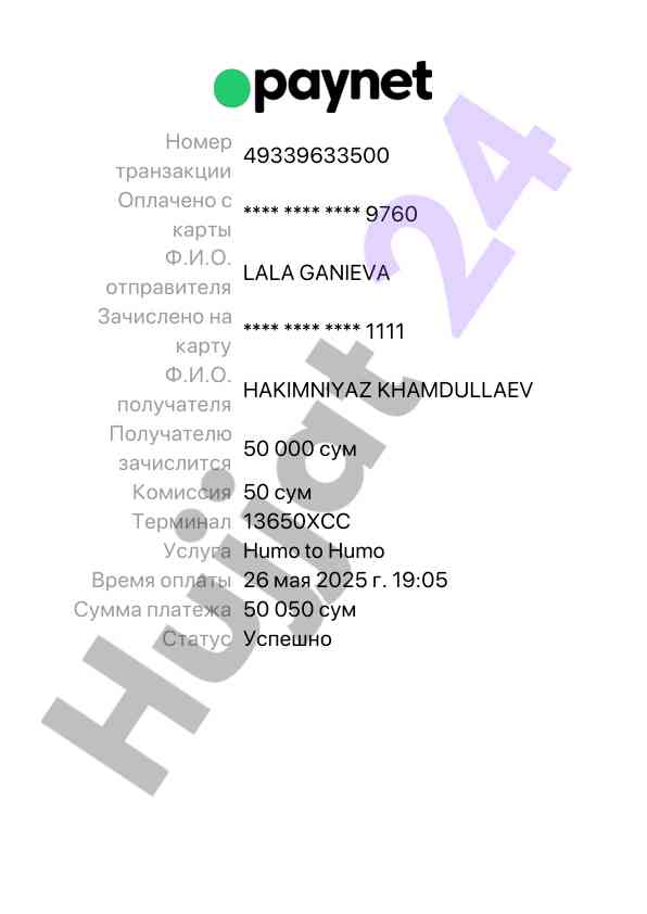 Humo to humo transaction summary