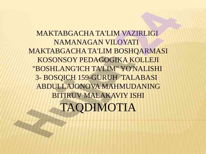 Boshlang'ich ta'lim yo'nalishida matematikani o'qitish