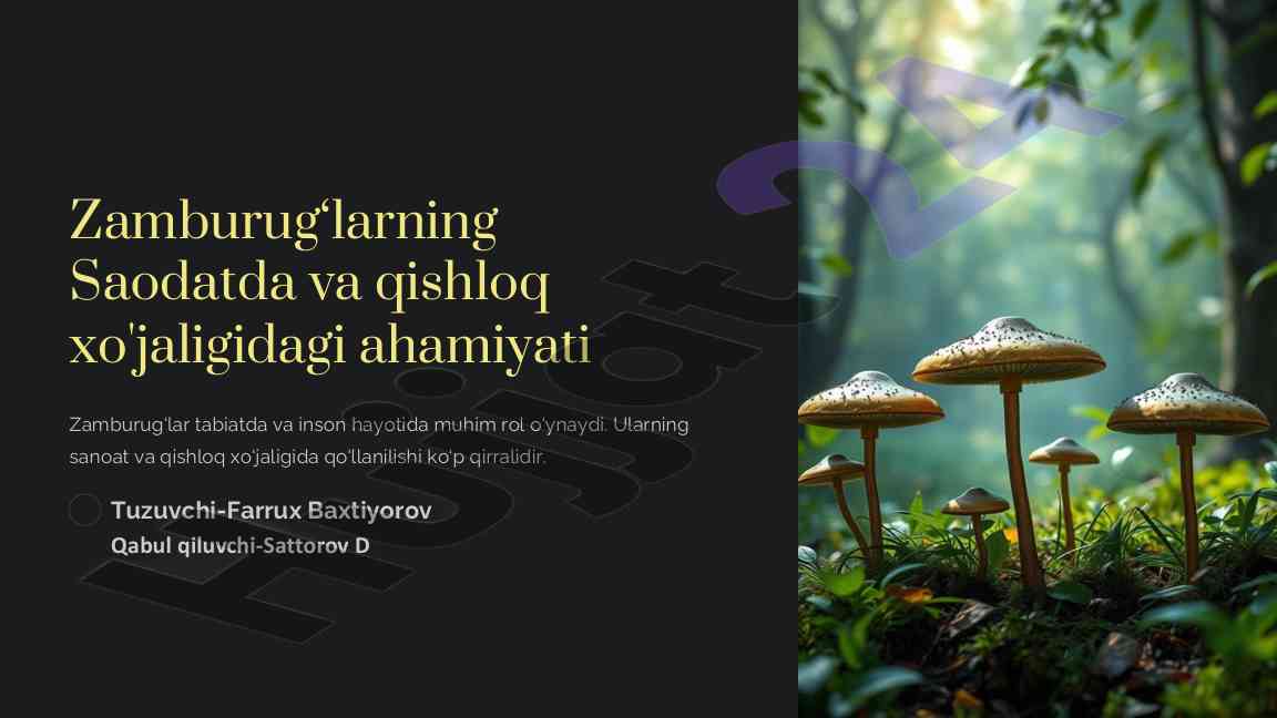Zamburug‘larning oziq-ovqatdagi ahmiyati va foydasi