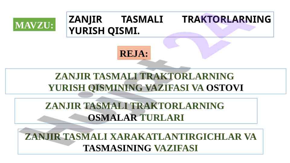Zanjir tasmali traktorlarning yurish qismi tahlili