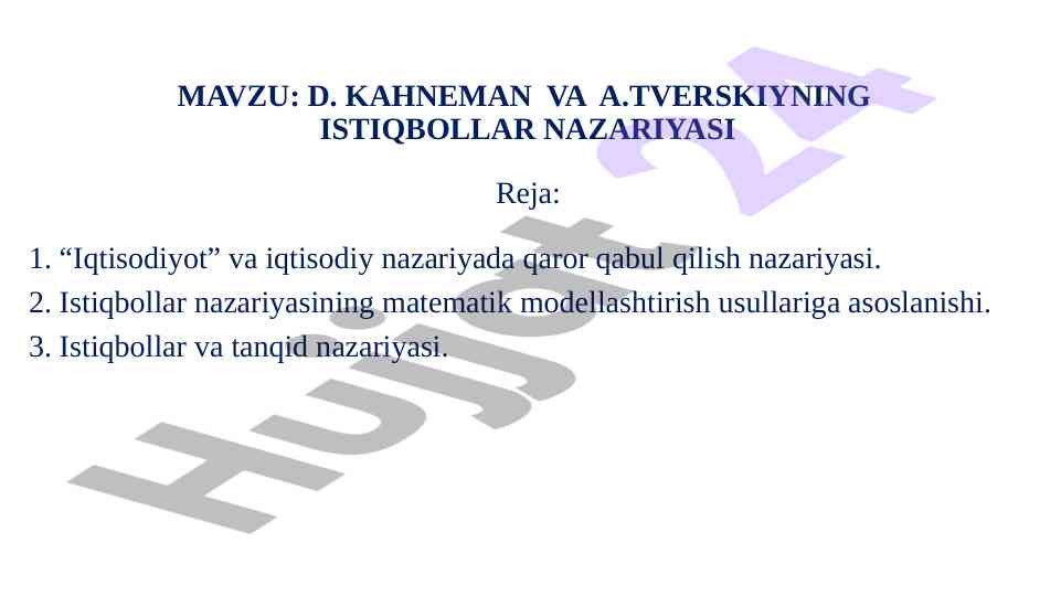 Istiqbollar nazariyasi va qaror qabul qilish