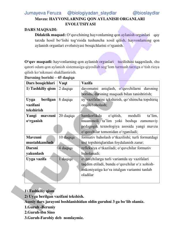 Hayvonlarning qon aylanish organlari evolutsiyasi