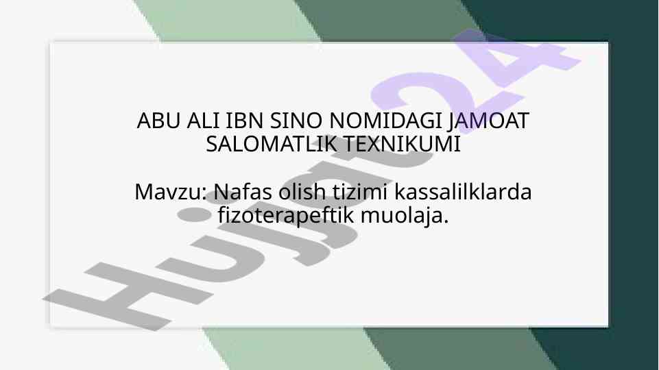 Nafas Olish Tizimi Kassaliklardagi Fizioterapiya