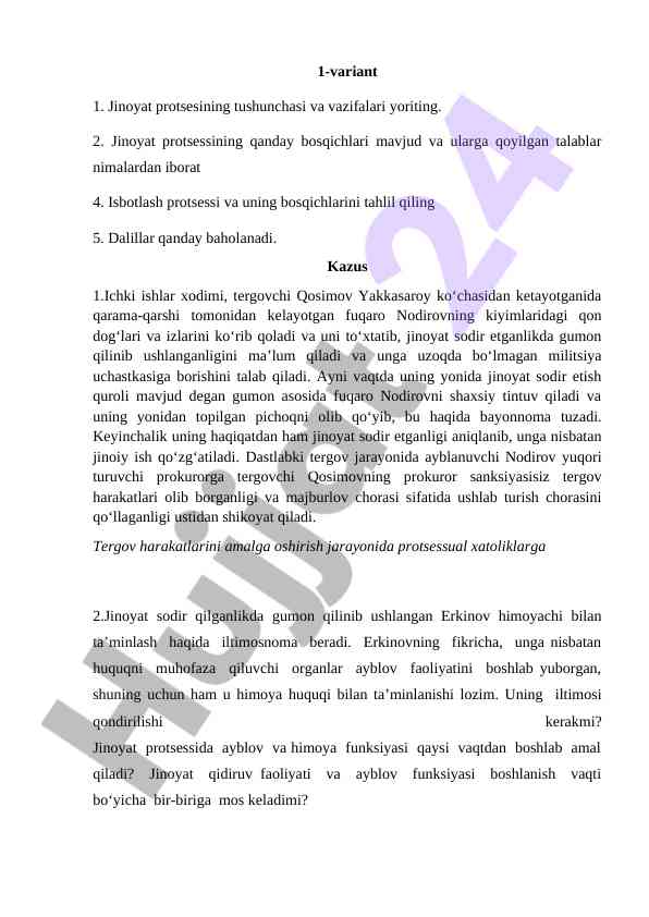 Jinoyat protsesi va uning bosqichlari tahlili