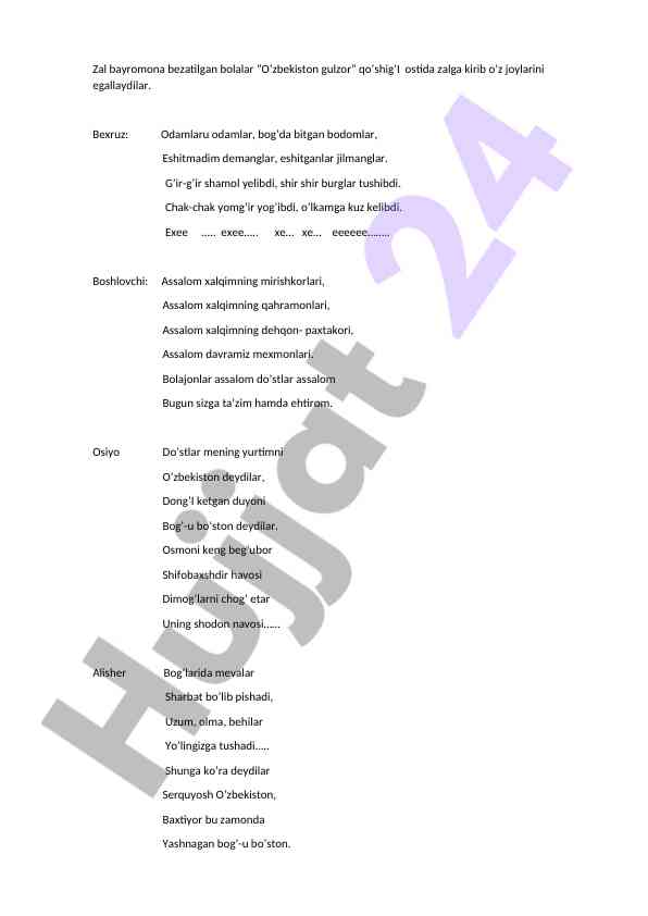 O’zbekiston gulzor qo’shig’i va raqslar ta’limi