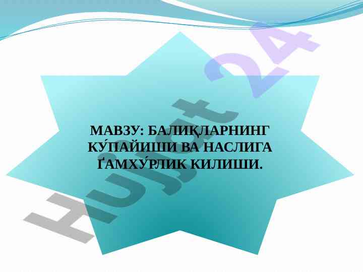 Baliklarning Kupayishi Va Nasliga G'amkhurlik Kilishi