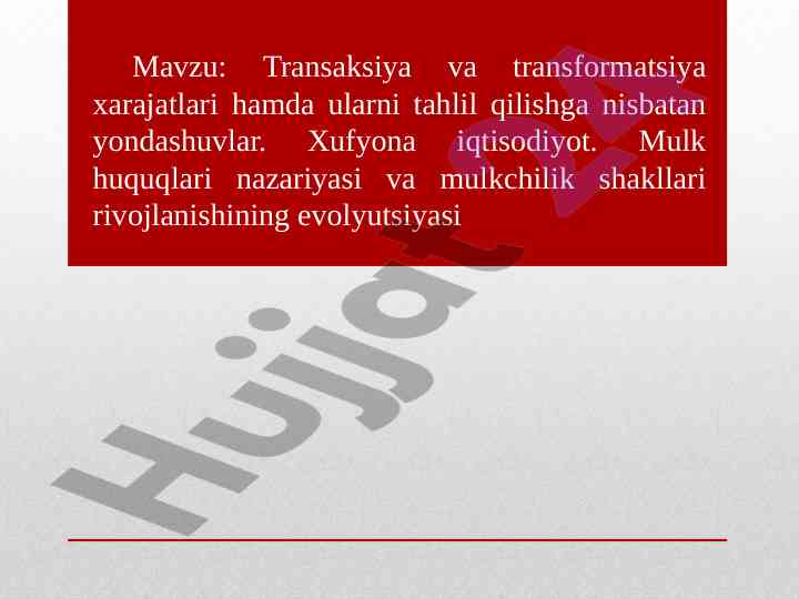 Transaksiya va transformatsiya xarajatlari tahlili
