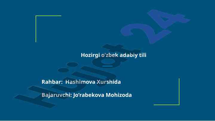 Gap va uning o'ziga xos belgilari mavzusi