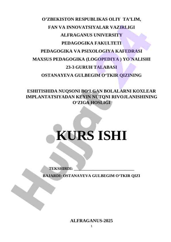 Eshitishida nuqsoni bo‘lgan bolalarda nutq rivojlanishi
