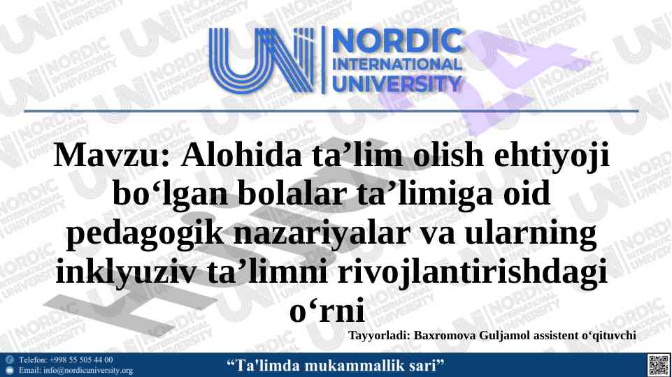 Alohida ta'lim ehtiyojlari bo'lmagan bolalar ta'limi