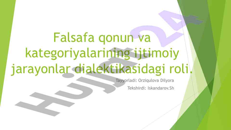 Falsafa qonun va kategoriyalarining ijtimoiy jarayonlar roli