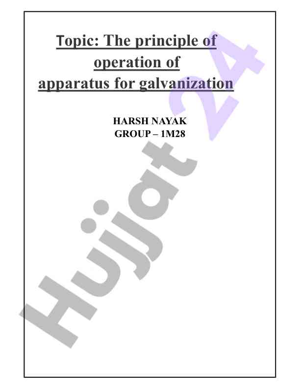 Principle of operation of galvanization apparatus