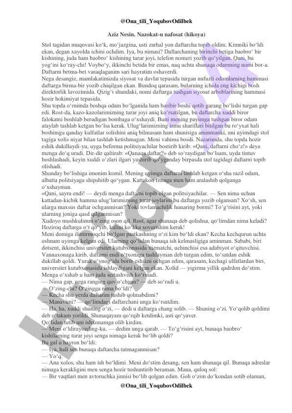 Nazokat-u nafosat hikoyasi va siyosat arboblari