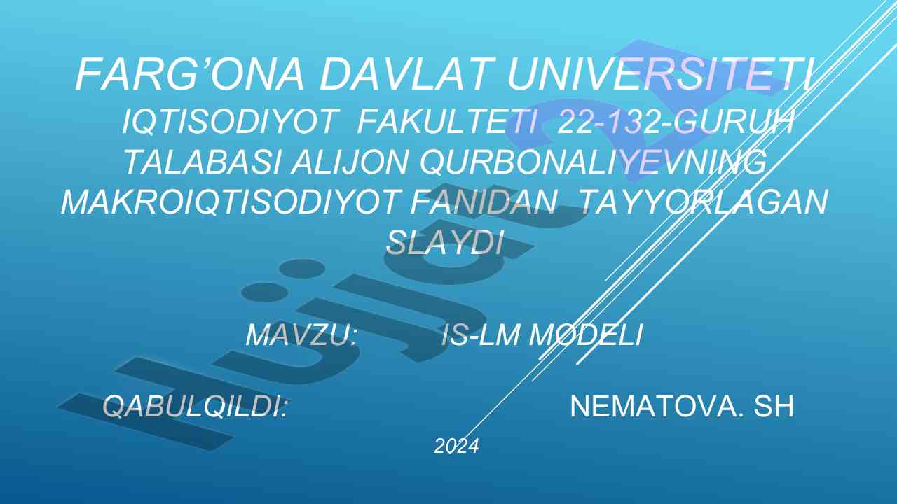 Is-lm modeli tahlili va iqtisodiy ma'lumotlar