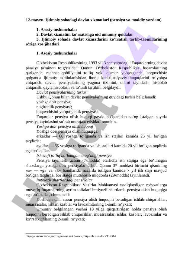 Ijtimoiy sohadagi davlat xizmatlari haqida ma'lumotlar
