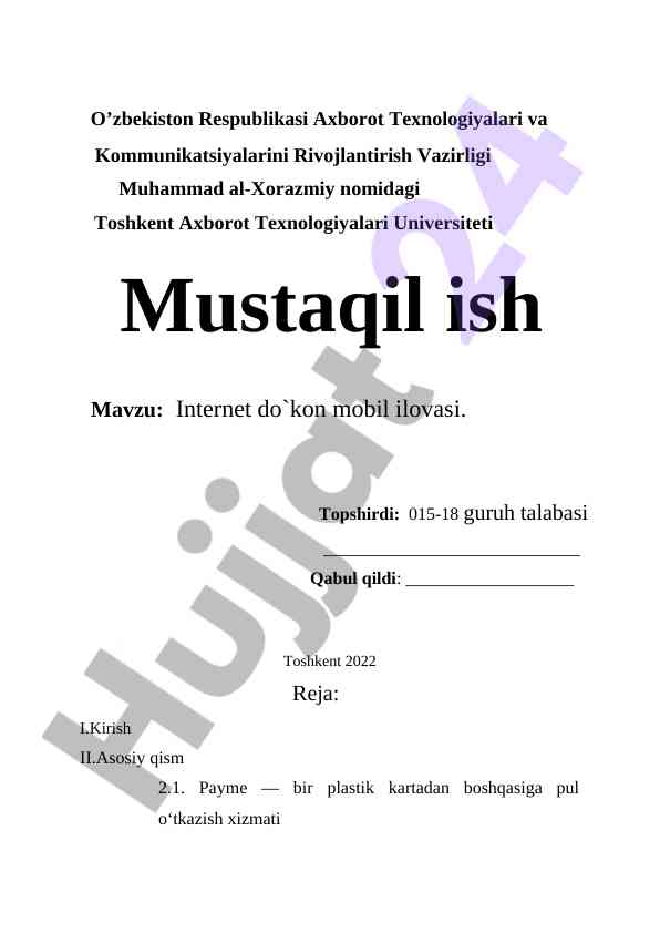 Internet do'kon mobil ilovasi tahlili