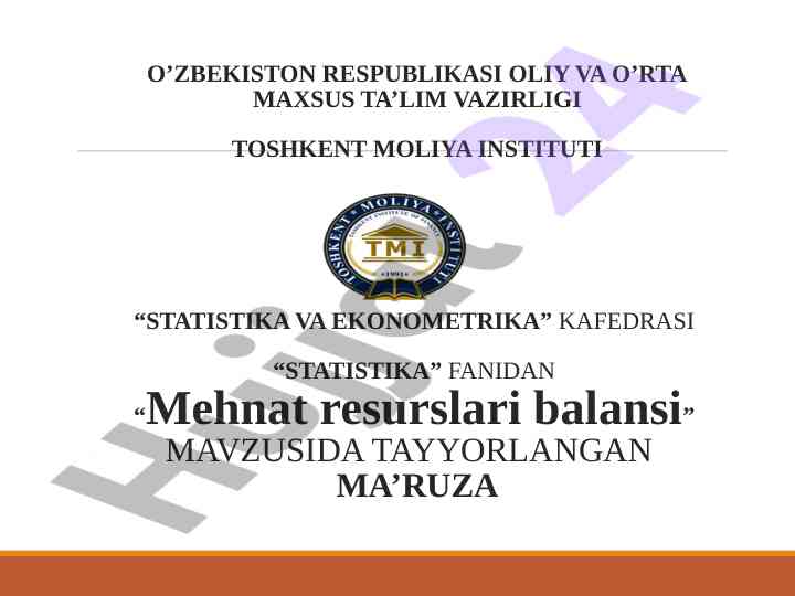 Mehnat resurslari balansi tahlili va ko‘rsatkichlari