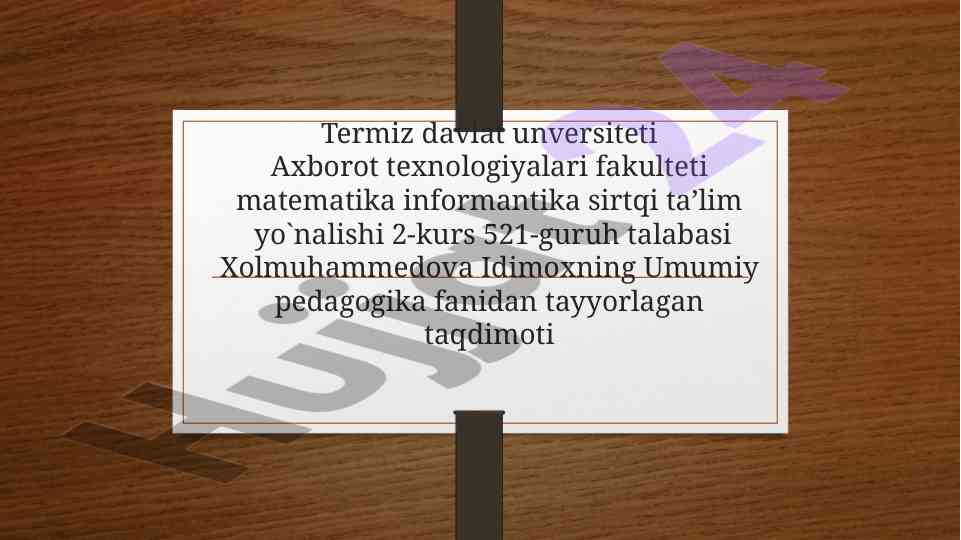 Ta'lim qonuniyatlari taqdimoti