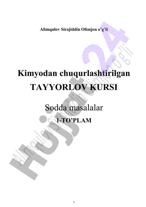 Kimyo tayyorlov kursi va sodda masalalar to‘plami