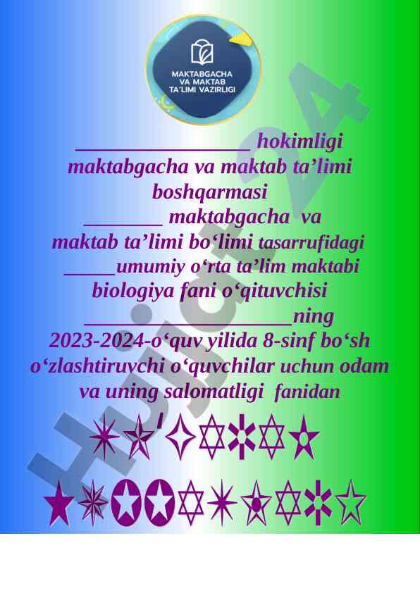 Odam va uning salomatligi to‘garak a‘zolari haqida ma’lumot