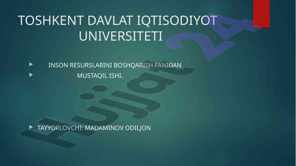 Inson kapitali tushunchasi va rivojlantirish reja