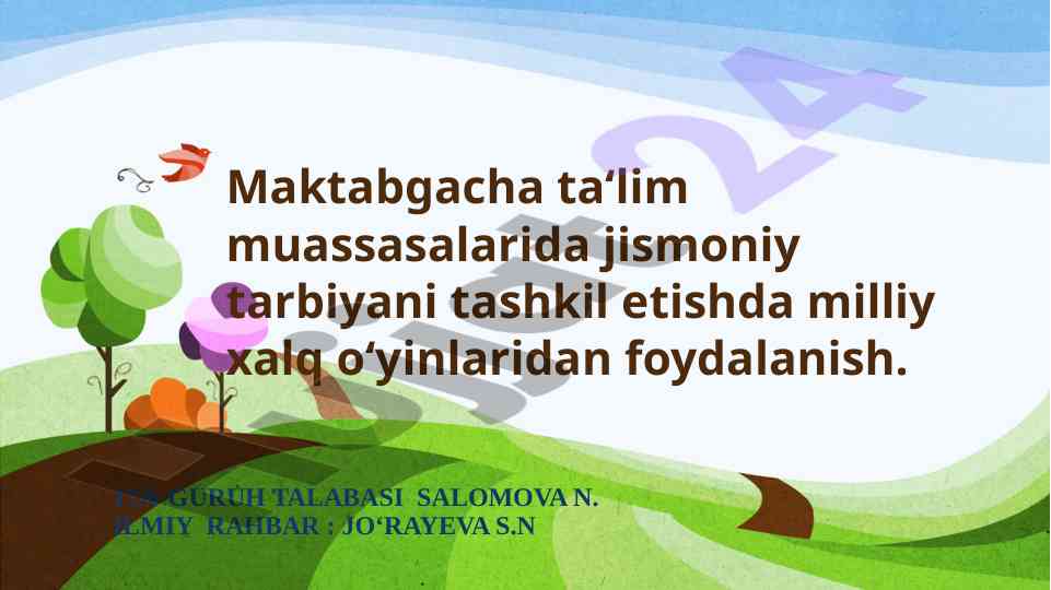 Maktabgacha ta‘limda jismoniy tarbiyani tashkil etish
