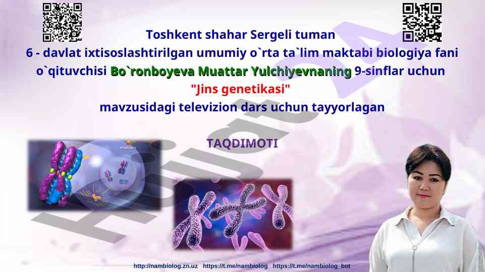 Jins genetikasi mavzusidagi televizion dars taqdimoti