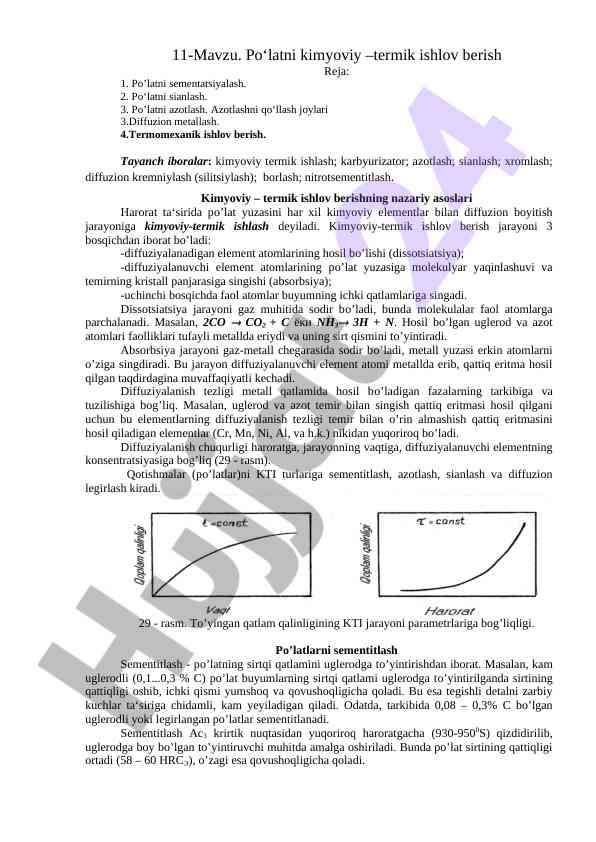 Po‘latni kimyoviy-termik ishlov berish jarayonlari