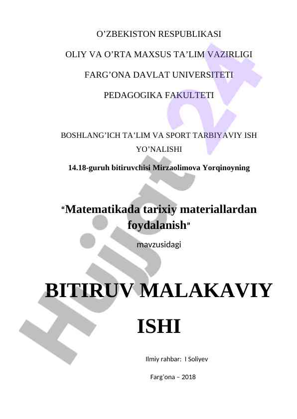 Matematikada tarixiy materiallardan foydalanish
