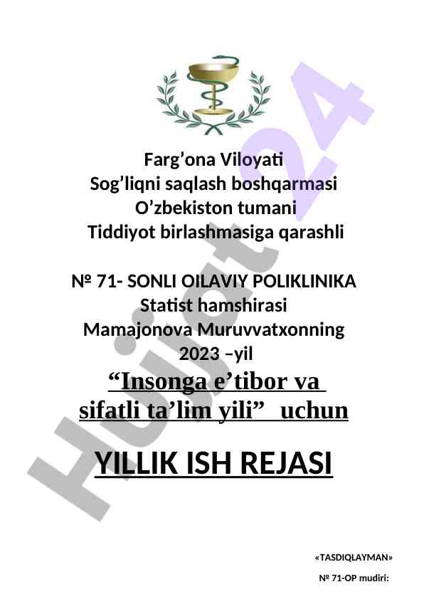2024 yil yoshlar va biznesni qo'llab-quvvatlash yili rejasi