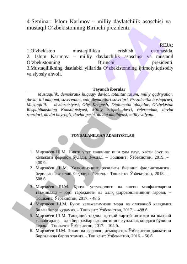 Islom karimov – milliy davlatchilik asoschisi