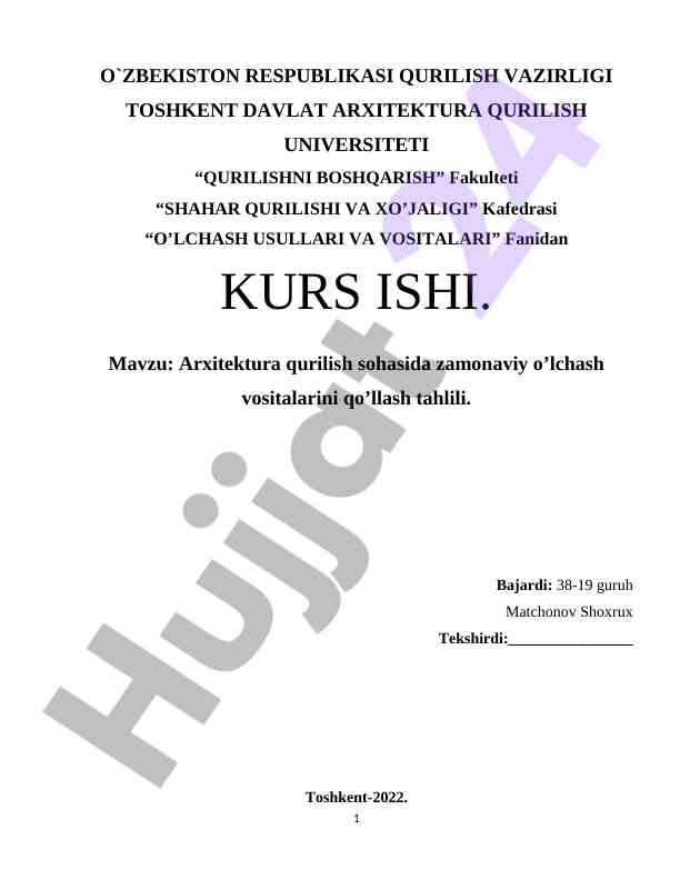 Zamonaviy o’lchash vositalarini qo’llash tahlili