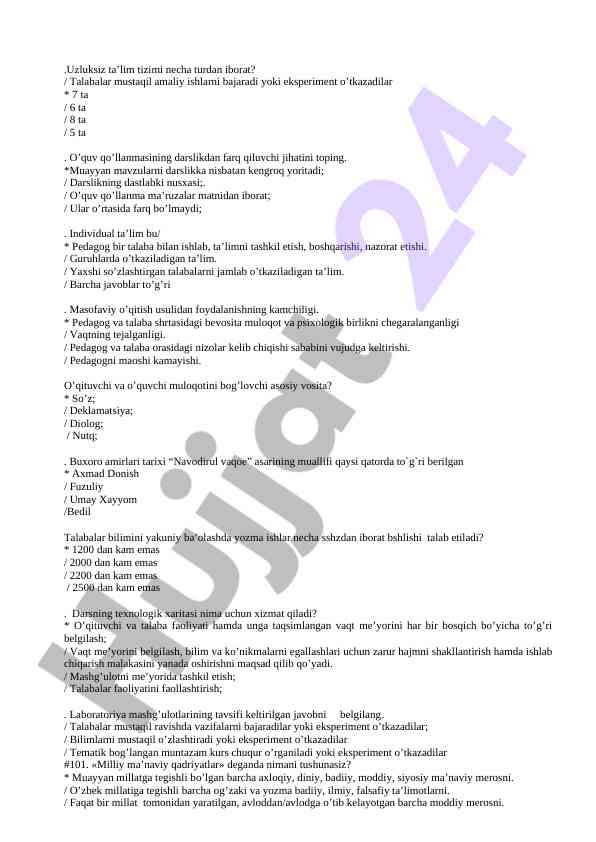 Uzluksiz ta'lim tizimi va mustaqil amaliy ishlar